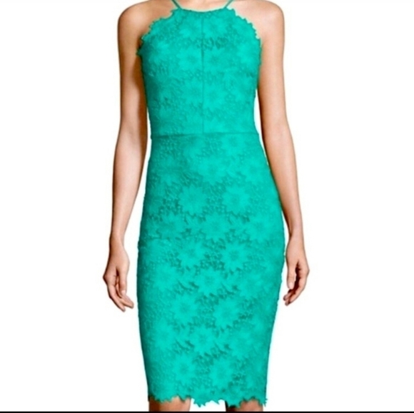 Bisou Bisou Dresses & Skirts - Bisou Bisou Michele Bohbot Jade Green Haleter Lace Crochet Dress